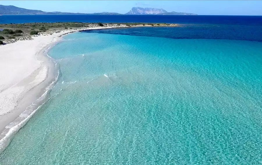 Una veduta aerea della spiaggia del FUTURA CLUB BAJA BIANCA con acqua limpida.