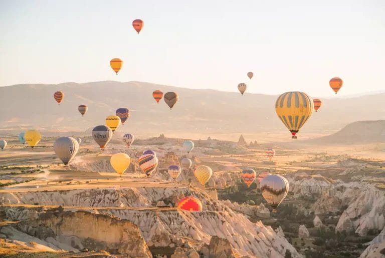 Palloncini ad aria calda in Cappadocia, Turchia Esclusiva.